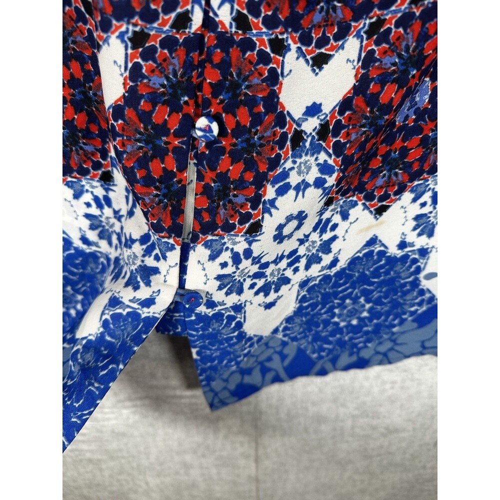 Daniel Rainn Angelyne Button Back Detail Top Size Small Red White and Blue Tank - Picture 9 of 9
